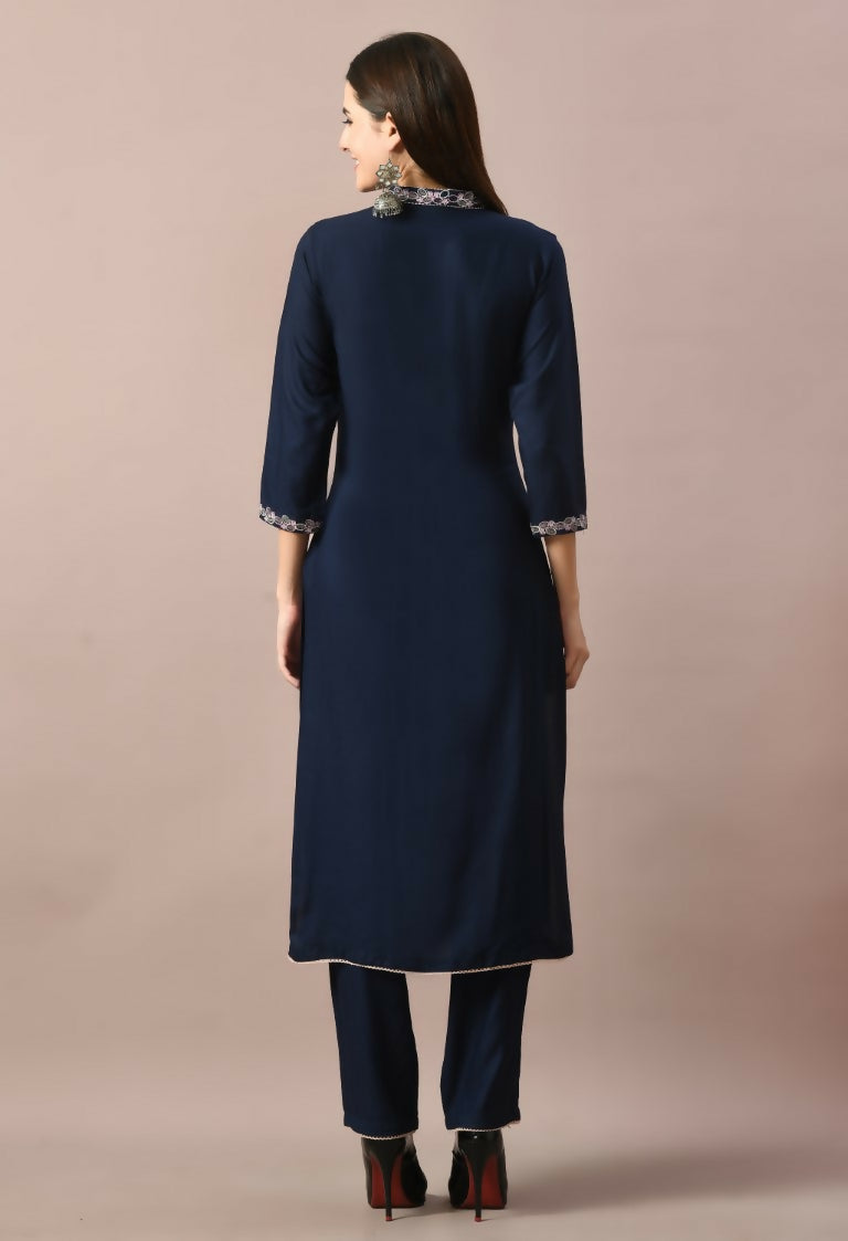 Joban Fashion Navy Cotton Rayon Kurta Set | Grocsy