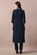 Joban Fashion Navy Cotton Rayon Kurta Set | Grocsy