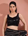 Amodini Designer Studio Women's Black Sequined Blouse | Grocsy
