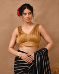 Amodini Designer Studio Women's Dark Gold V neck Wrinkled sleeveless blouse | Grocsy