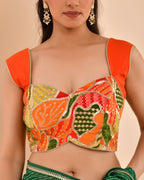Amodini Designer Studio Women's Goblet Crepe Embroidered Orange Blouse | Grocsy
