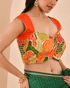 Amodini Designer Studio Women's Goblet Crepe Embroidered Orange Blouse | Grocsy