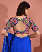 Amodini Designer Studio Women's Multicolor Geometric Pattern Cut Dana Embroidered Blouse | Grocsy