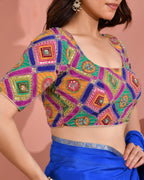 Amodini Designer Studio Women's Multicolor Geometric Pattern Cut Dana Embroidered Blouse | Grocsy