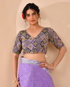 Amodini Designer Studio Women's Purple Geometric Pattern Embroidered Blouse | Grocsy