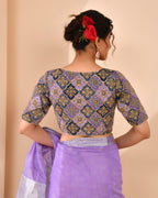 Amodini Designer Studio Women's Purple Geometric Pattern Embroidered Blouse | Grocsy