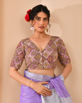 Amodini Designer Studio Women's Lavender Geometric Pattern Embroidered Blouse | Grocsy