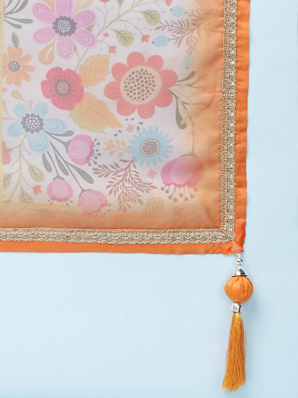 House of Panchhi Orange Organza Floral Printed Lehenga choli & Dupatta | Grocsy