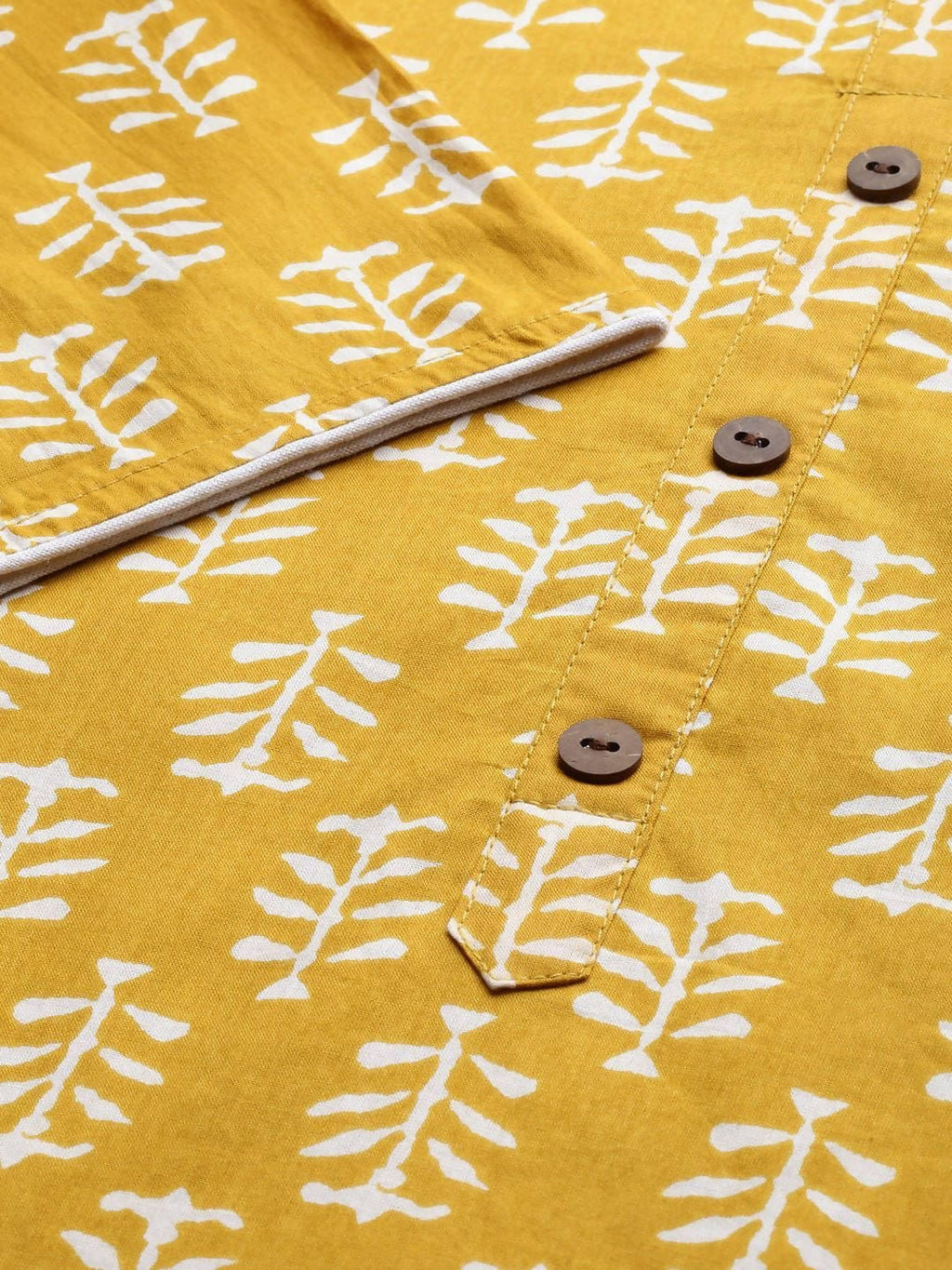 Vamika Printed Cotton Yellow Party Wear/Casual Wear Kurta Set/Suit | Grocsy