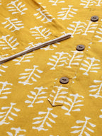 Vamika Printed Cotton Yellow Party Wear/Casual Wear Kurta Set/Suit | Grocsy