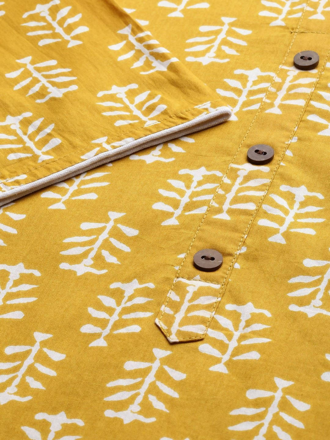 Vamika Printed Cotton Yellow Party Wear/Casual Wear Kurta Set/Suit | Grocsy