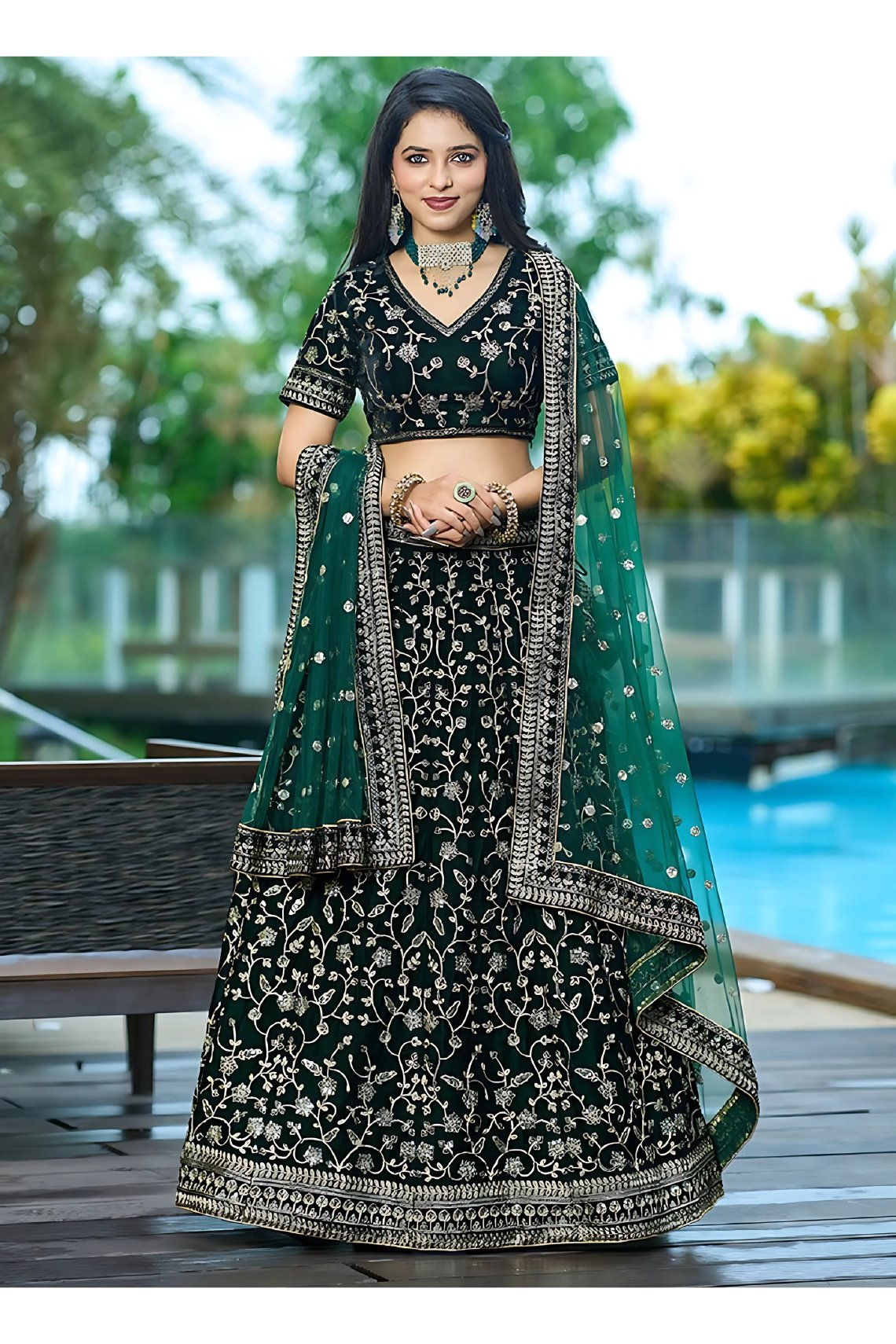 Lehenga Mart Designer Wedding Lehenga Choli For Women - Green | Grocsy