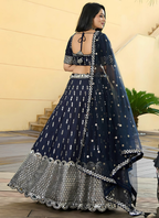 Lehenga Mart Designer Wedding Lehenga Choli For Women - Navy Blue | Grocsy