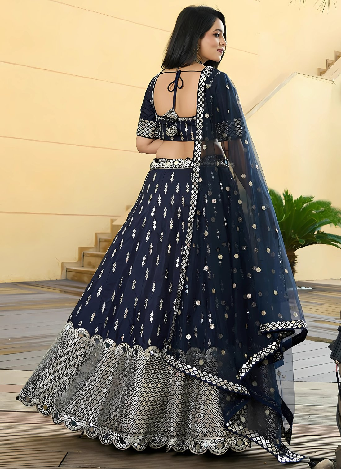 Lehenga Mart Designer Wedding Lehenga Choli For Women - Navy Blue | Grocsy