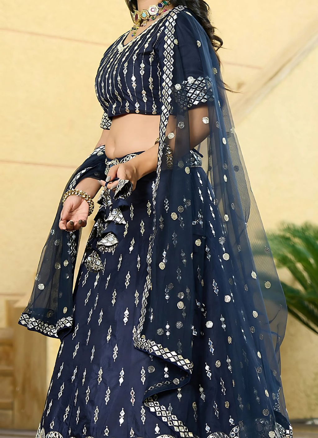 Lehenga Mart Designer Wedding Lehenga Choli For Women - Navy Blue | Grocsy