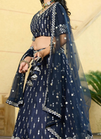 Lehenga Mart Designer Wedding Lehenga Choli For Women - Navy Blue | Grocsy