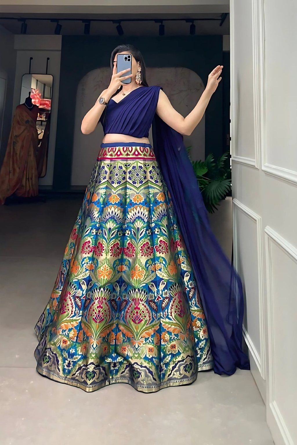 Lehenga Mart Designer Wedding Lehenga Choli For Women - Blue | Grocsy