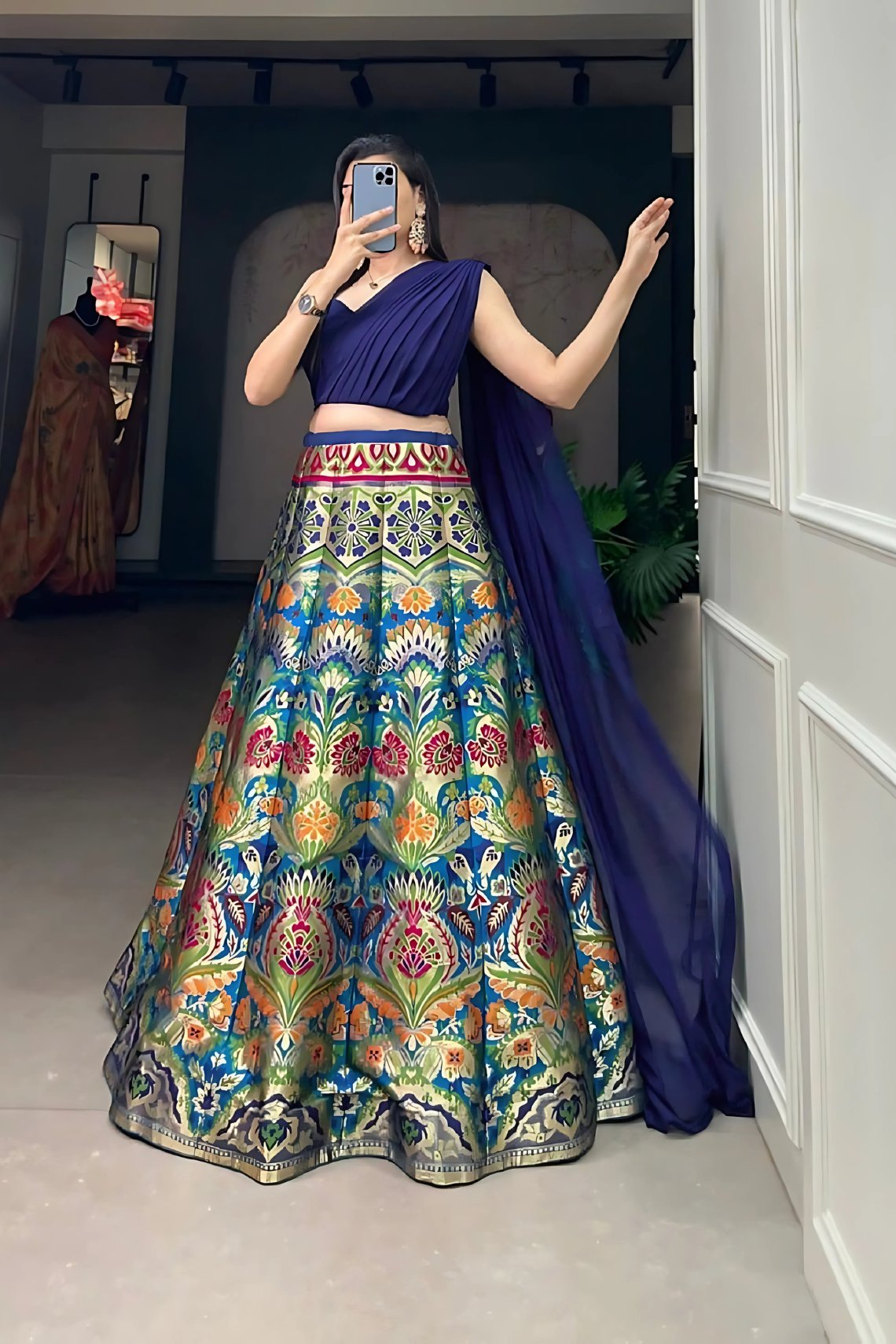 Lehenga Mart Designer Wedding Lehenga Choli For Women - Blue | Grocsy