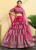 Lehenga Mart Designer Wedding Lehenga Choli For Women - Cherry Red | Grocsy