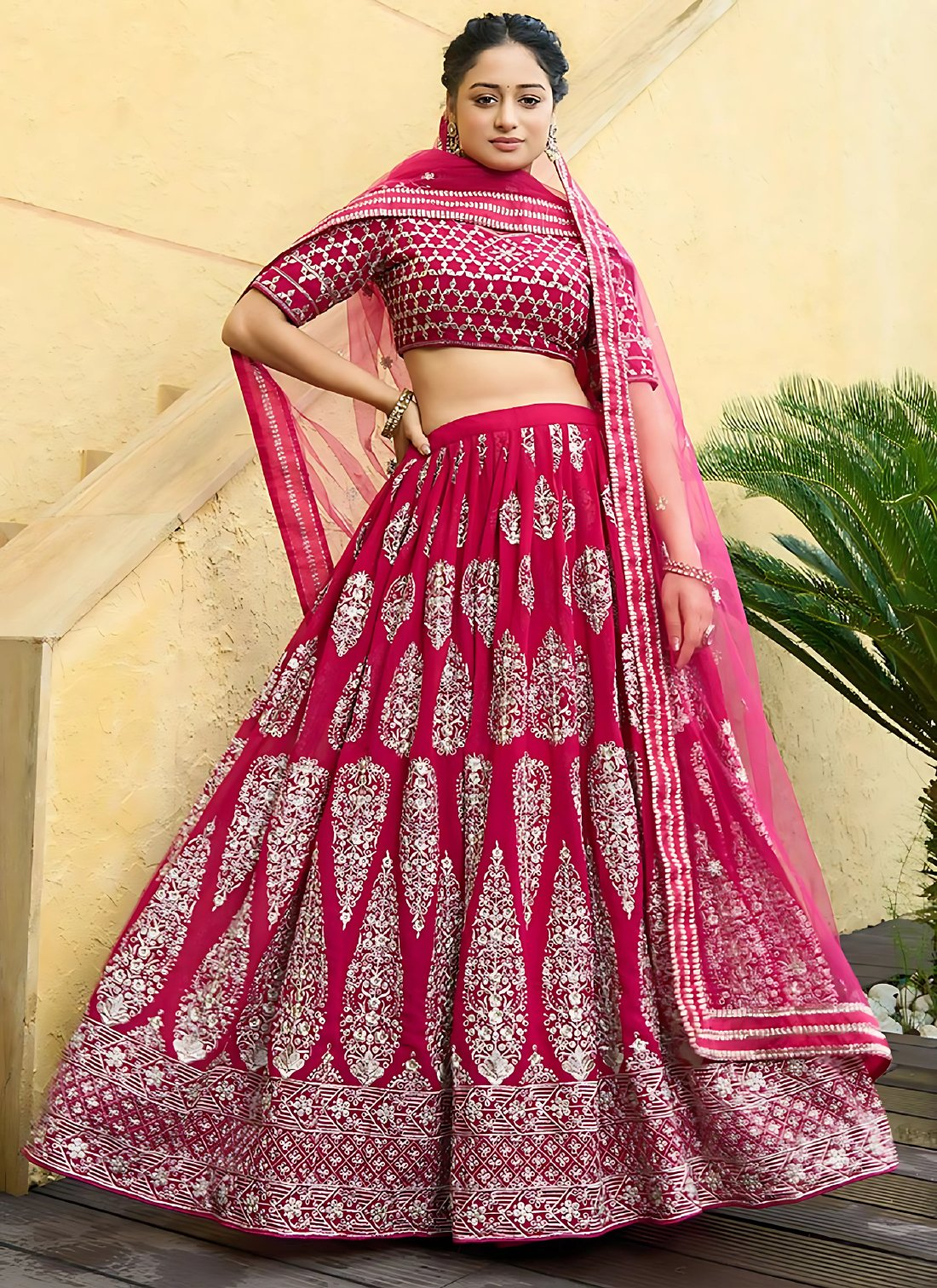 Lehenga Mart Designer Wedding Lehenga Choli For Women - Cherry Red | Grocsy