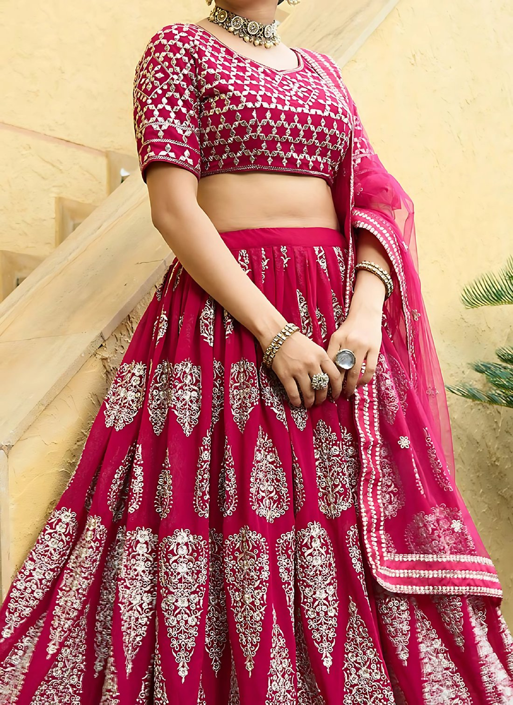 Lehenga Mart Designer Wedding Lehenga Choli For Women - Cherry Red | Grocsy