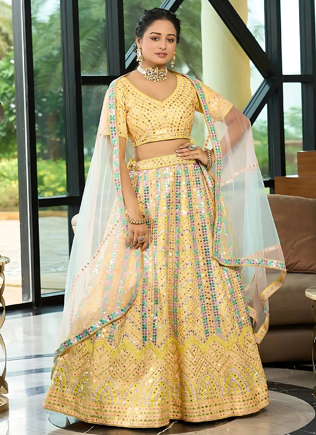 Lehenga Mart Designer Wedding Lehenga Choli For Women - Yellow | Grocsy