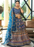 Lehenga Mart Designer Wedding Lehenga Choli For Women - Blue | Grocsy