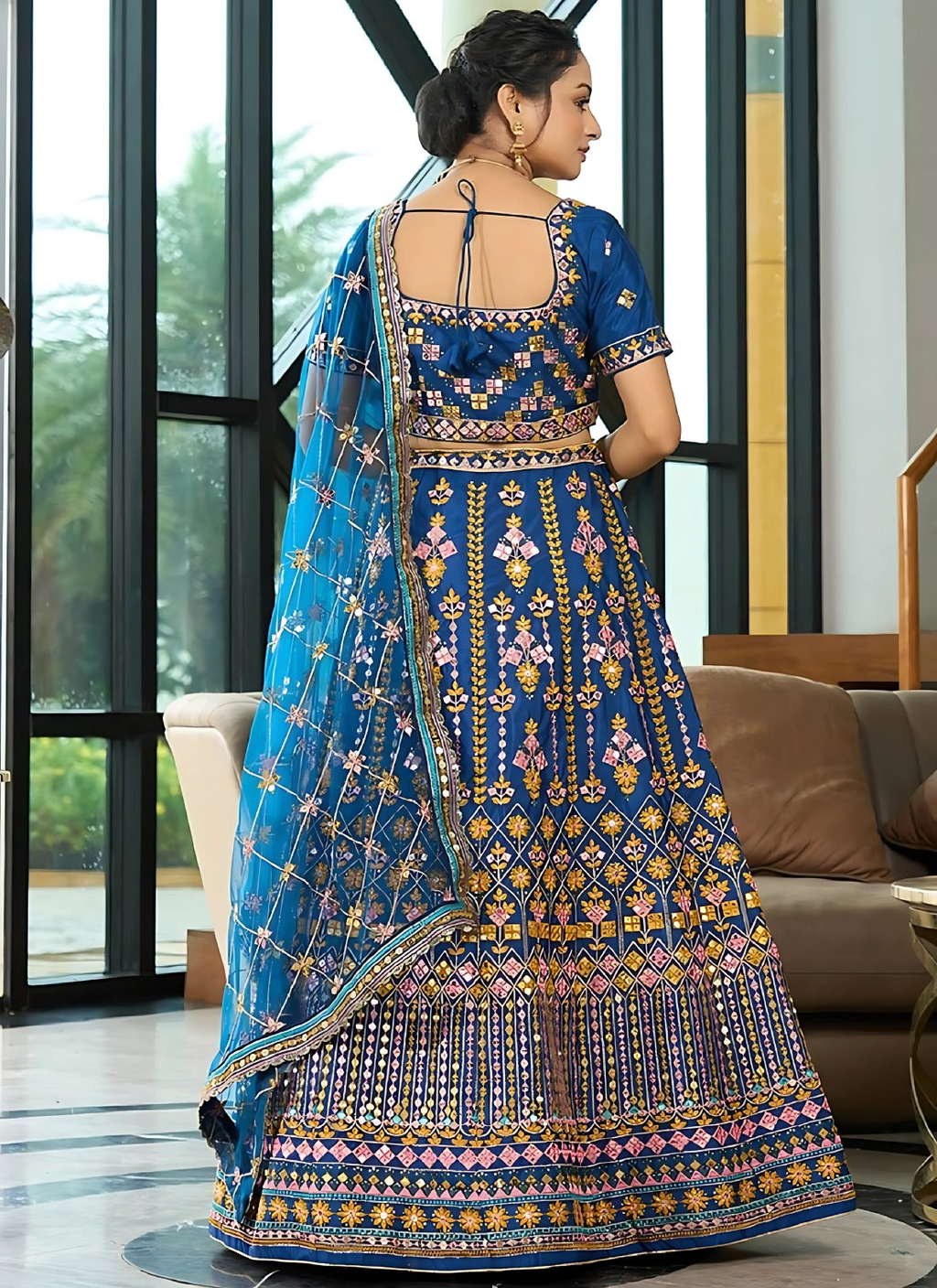 Lehenga Mart Designer Wedding Lehenga Choli For Women - Blue | Grocsy