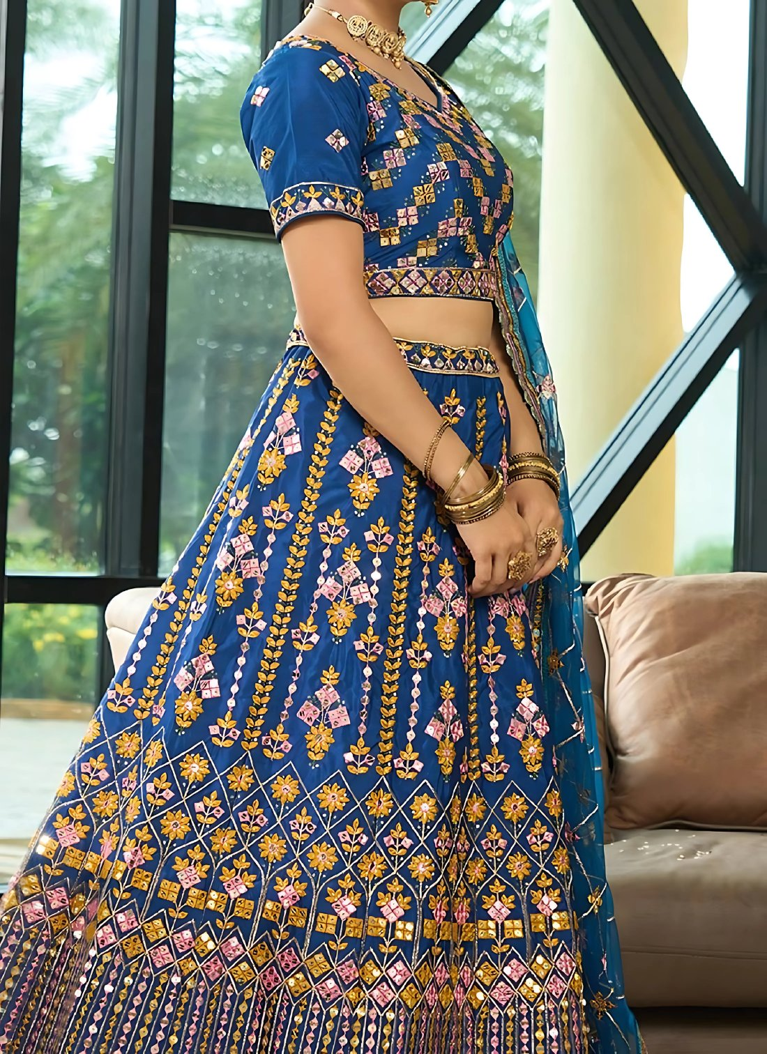 Lehenga Mart Designer Wedding Lehenga Choli For Women - Blue | Grocsy