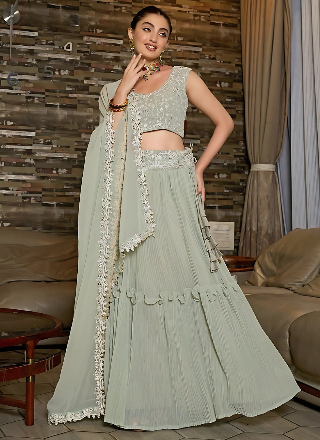 Lehenga Mart Designer Wedding Lehenga Choli For Women - Grey | Grocsy
