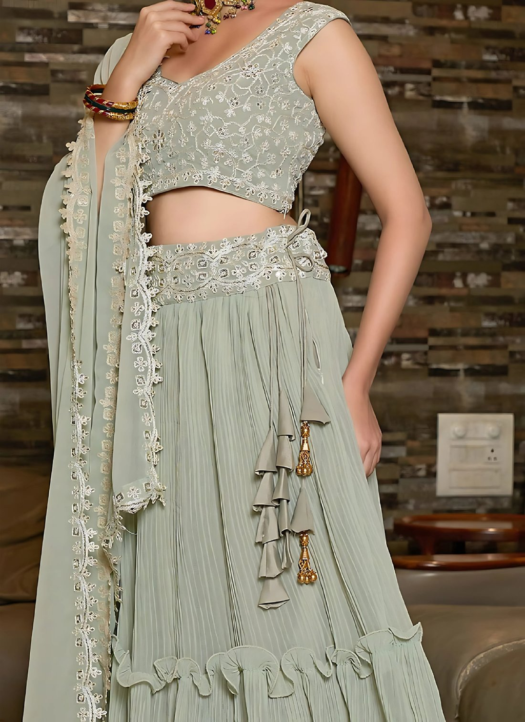 Lehenga Mart Designer Wedding Lehenga Choli For Women - Grey | Grocsy