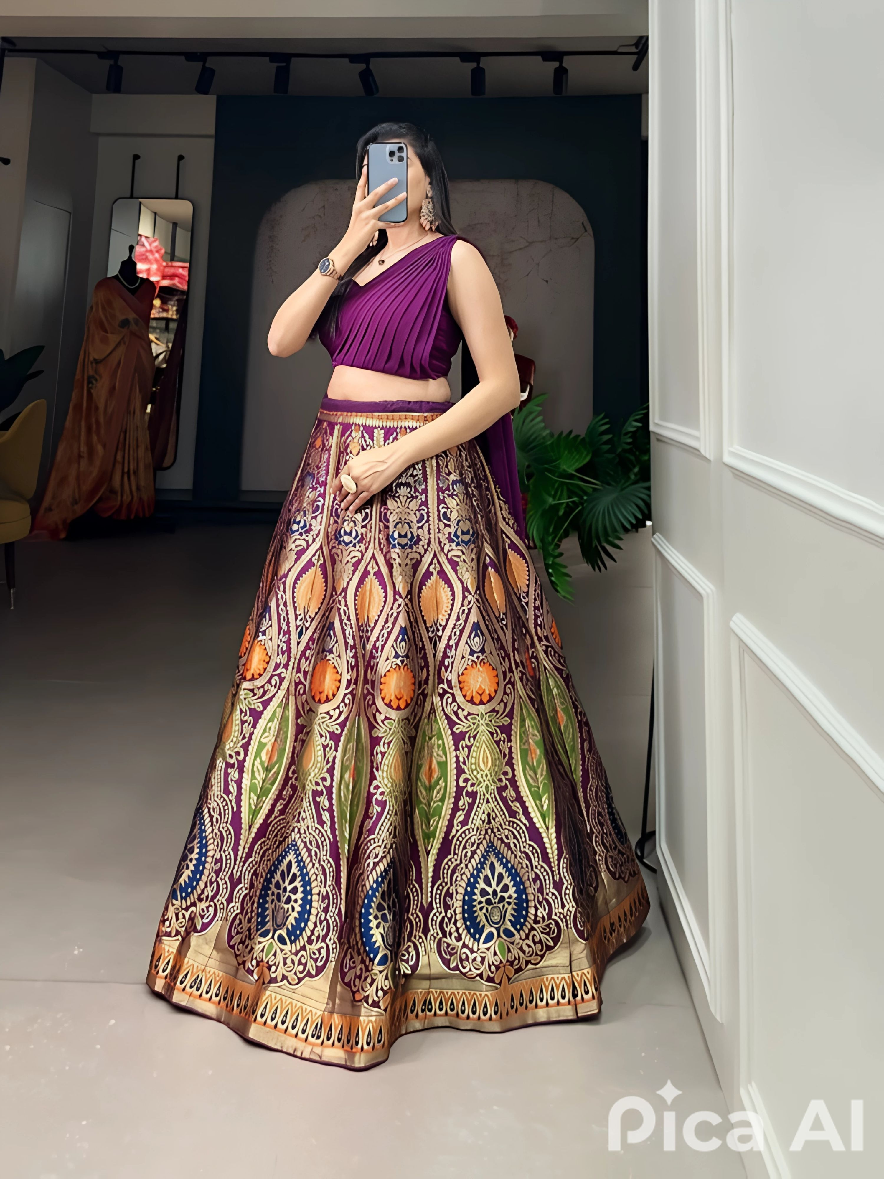 Lehenga Mart Designer Wedding Lehenga Choli For Women - Purple | Grocsy