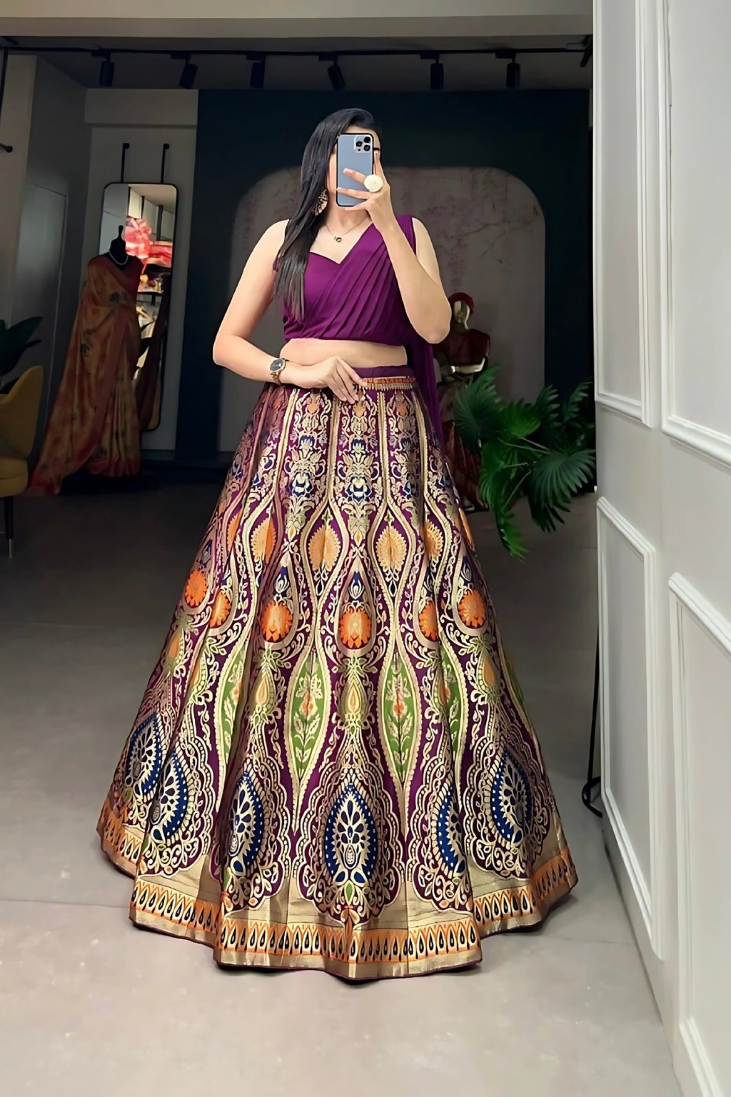 Lehenga Mart Designer Wedding Lehenga Choli For Women - Purple | Grocsy
