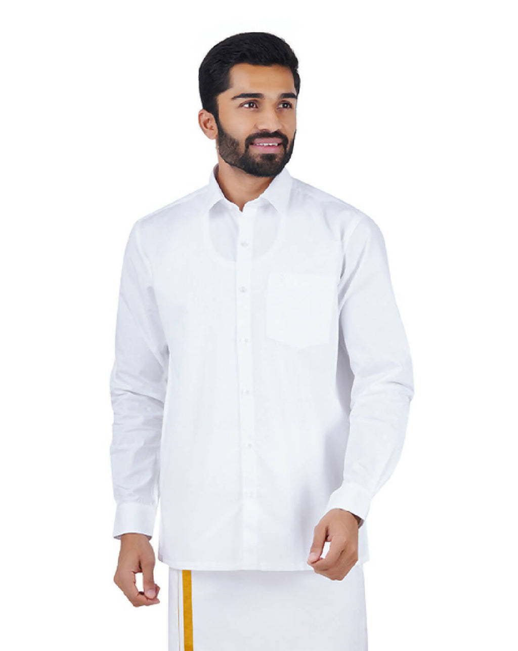 Ramraj Cotton Mens Full Sleeve Formal 100 % Cotton White Shirt | Grocsy