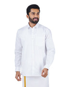 Ramraj Cotton Mens Full Sleeve Formal 100 % Cotton White Shirt | Grocsy