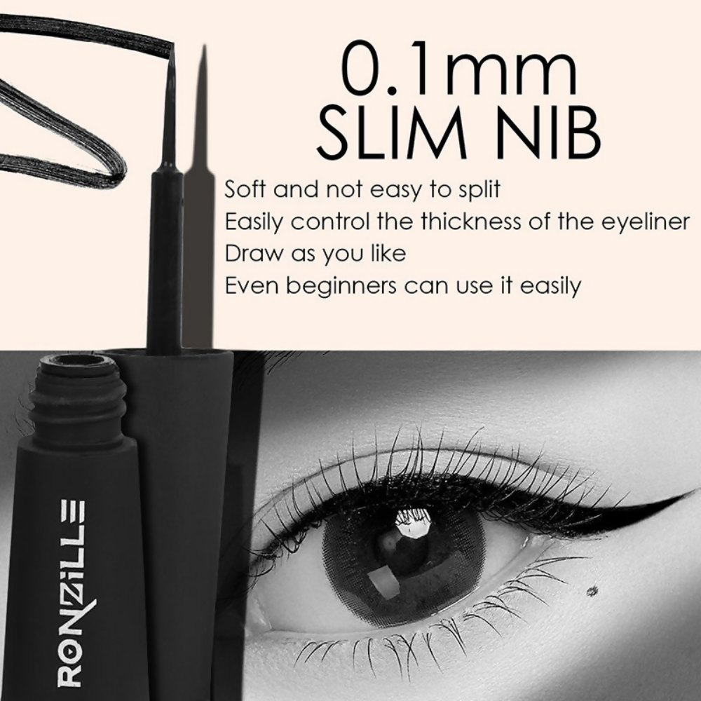 Ronzille Smudgeproof And Waterproof Liquid Matte Eyeliner - Black | Grocsy