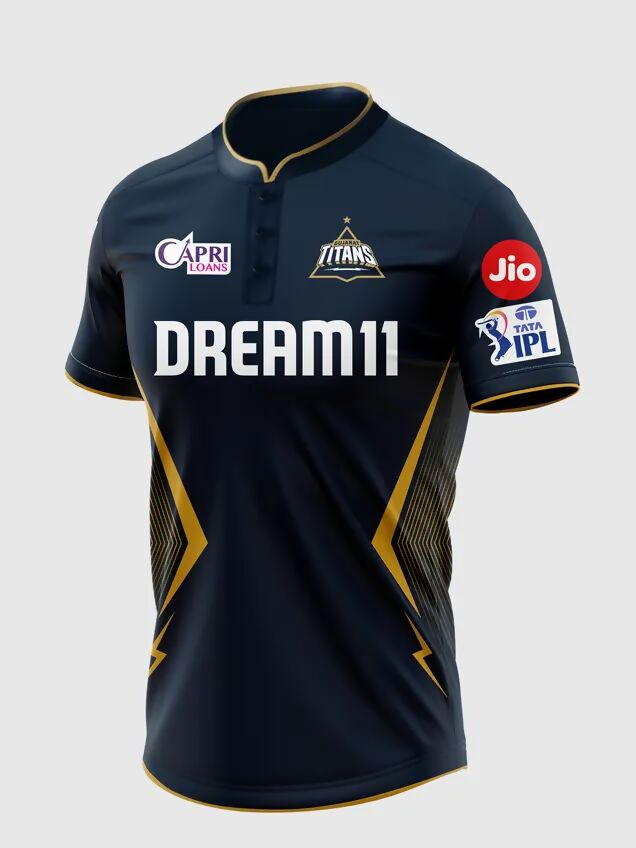 Gujarat Titans Men's Navy Blue And Gold Half Sleeves Jersey IPL, T20 | Grocsy