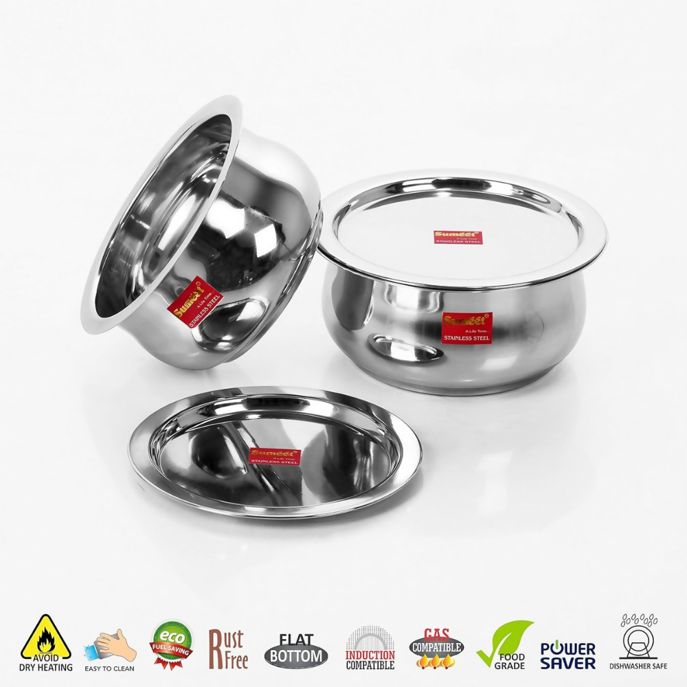 Sumeet Stainless Steel Cookware Set With Lid | Grocsy