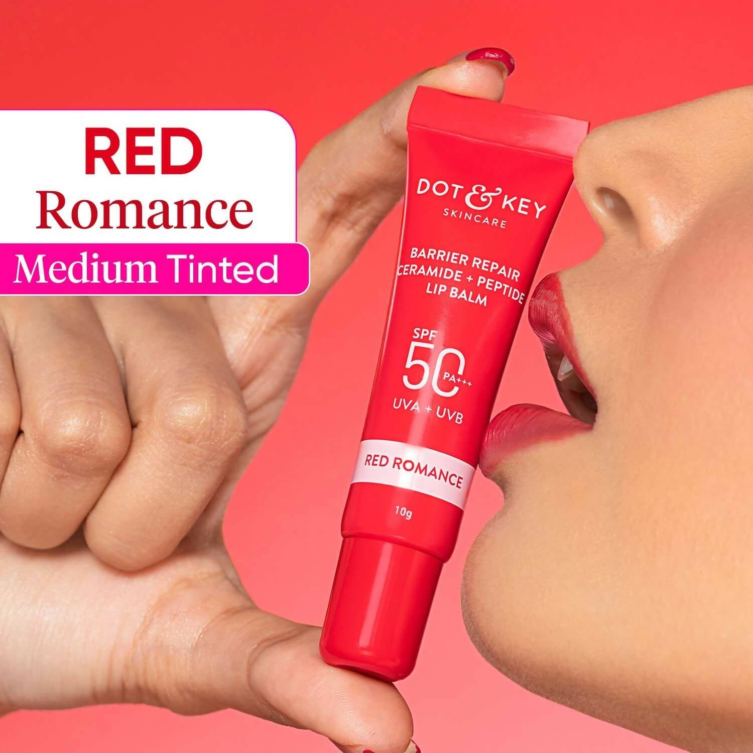 Dot & Key Barrier Repair Ceramide & Peptide SPF 50+, PA+++ Lip Balm - Red Romance | Grocsy