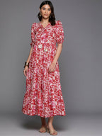Ahalyaa Women's Traditional wear Ethnic Dress - Red | Grocsy