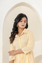 Kaajh Women's Yellow Printed Cotton Co-ord Set | Grocsy