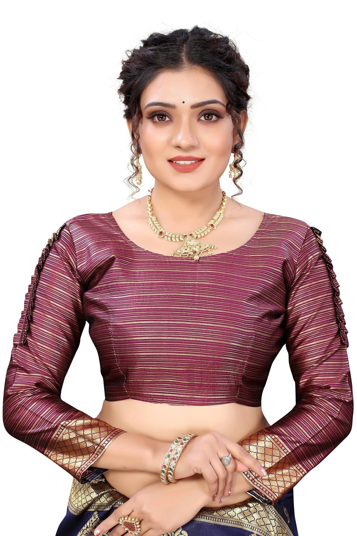 Vamika Ethnic Fire Navy Blue Weaving Banarasi Jacquard Saree | Grocsy