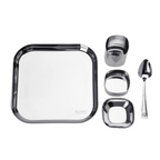 Sumeet Square Stainless Steel Heavy Gauge Mirror Finish Dinner Set | Grocsy