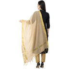 A R Silk Chanderi Chhoda Patta Regular Dupatta Golden Color Dupatta or Chunni | Grocsy