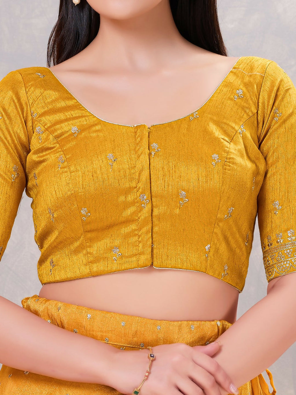 Joban Fashion Women Silk Mustard Stitched Blouse | Grocsy