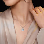 Cauer Radiant Moissanite Pendant Necklace in 925 Sterling Silver, White Gold Plated | Grocsy
