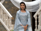 Light Blue Roman Silk Plain Kurta with Pant & Dupatta - Disha | Grocsy