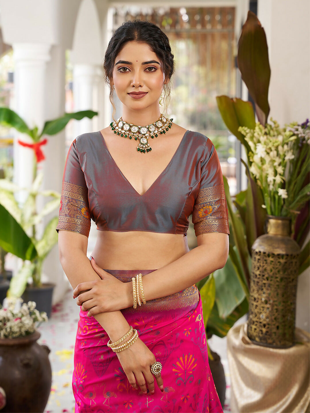 Shree Shyam Fashion Pink Soft Silk Saree | Grocsy