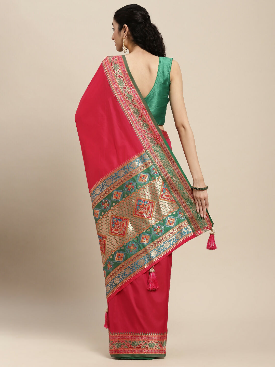 Shree Shyam Fashion Silk Blend Maroon Saree | Grocsy