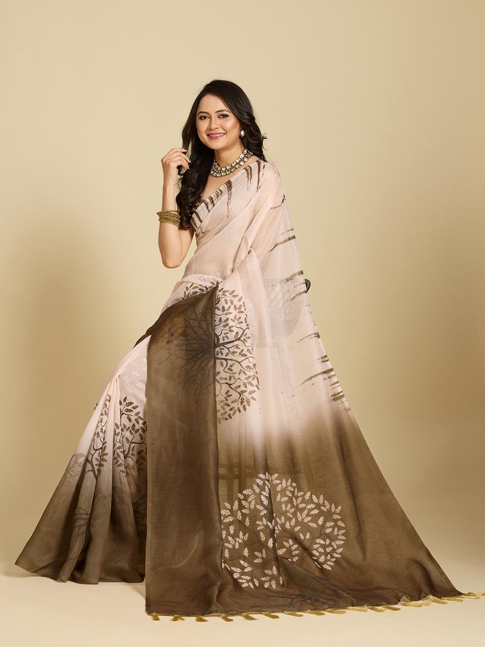 Aastha Fashion Multi Chanderi Cotton Silk Printed Saree | Grocsy